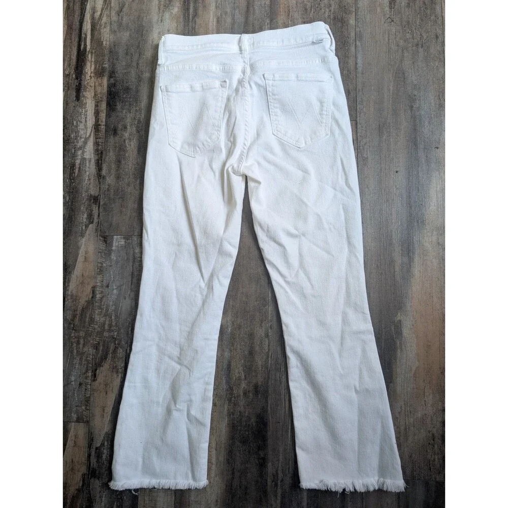 MOTHER JEANS The Hustler Crop Fray Fairest Of Them All WHITE Women's Size 28 - Picture 7 of 7